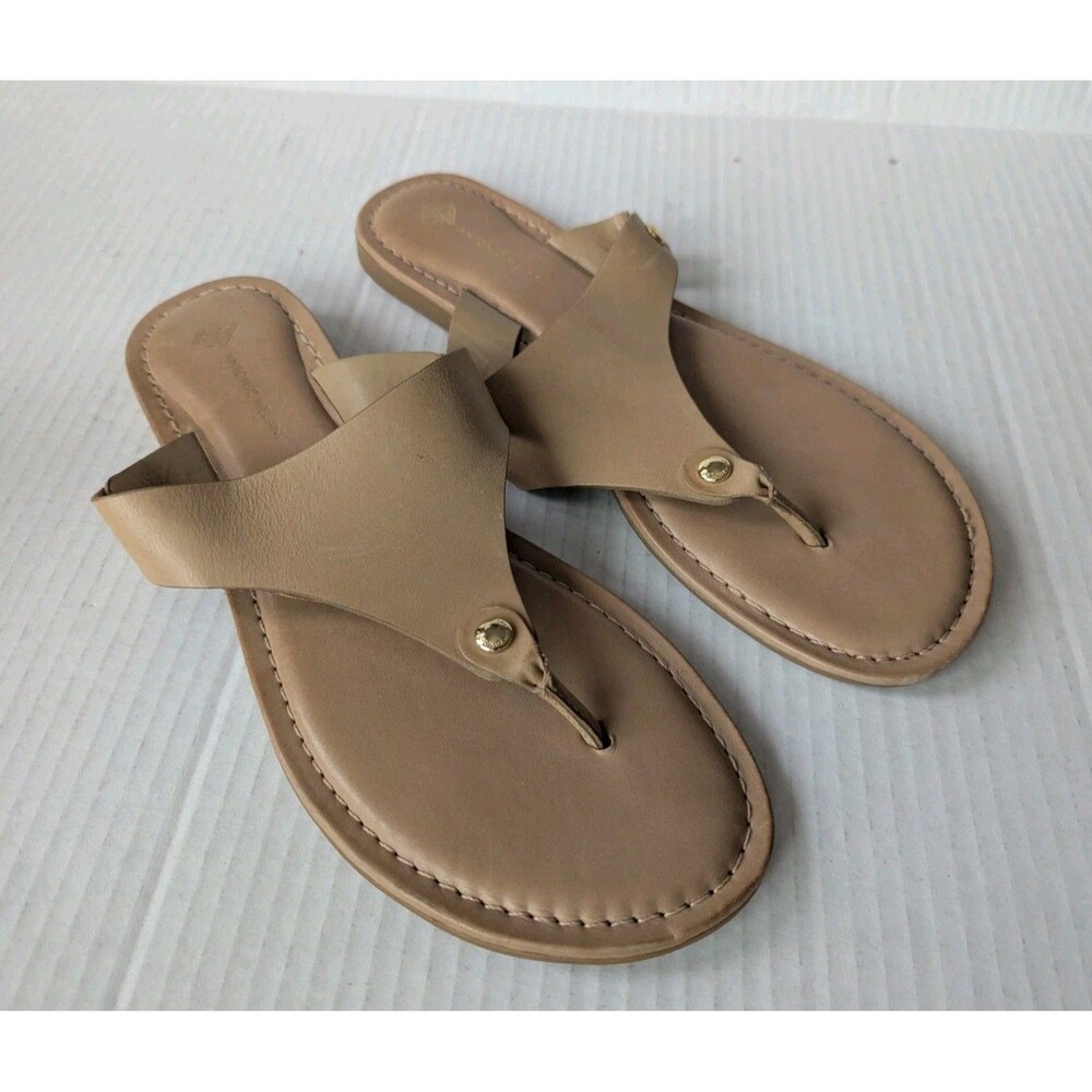 Antonio Melani Women's Sz 11 M Lennore Flat Thong Sandals Leather Beige